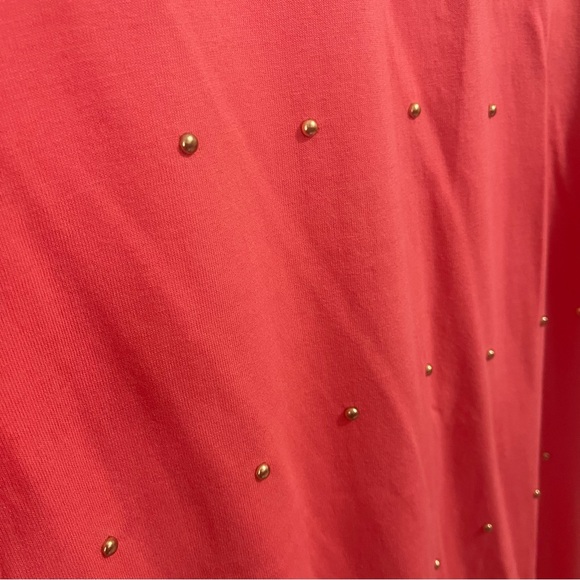 Vintage Coral gold studded/beaded short sleeve t-shirt with pearl neckline - Picture 5 of 5